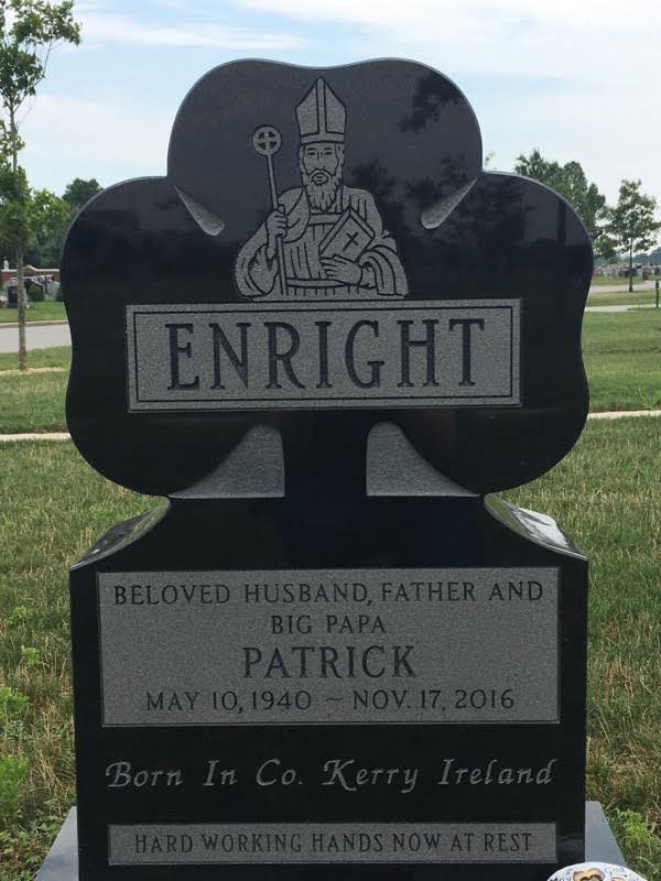 Shamrock-shaped Black Granite Headstone