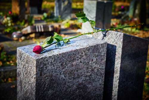Rose Laying Over a Headstone