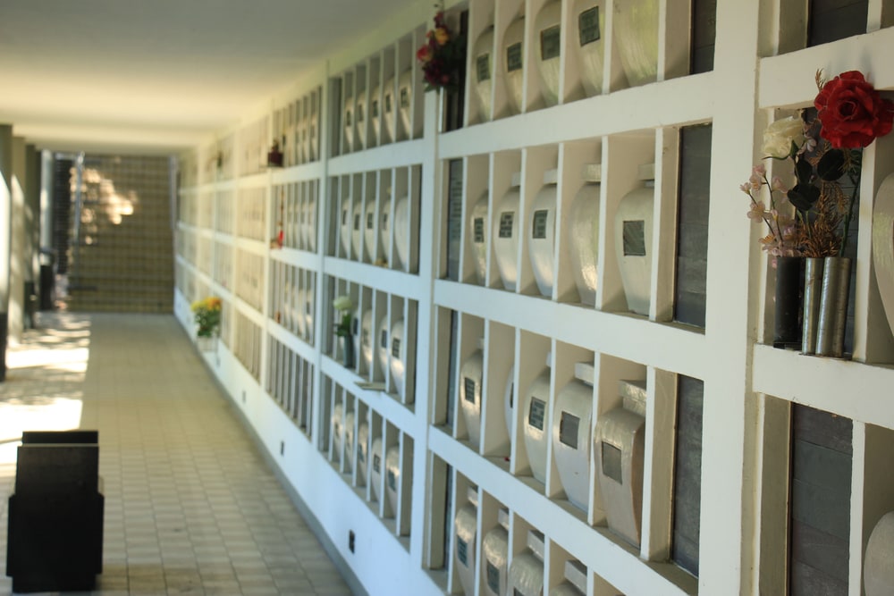 columbarium wall at St Charles Cemetery on Wellwood Ave